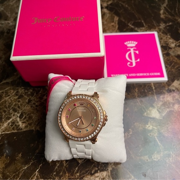 Juicy Couture Accessories - Juicy Couture Watch white strap / rose gold face/ multi color